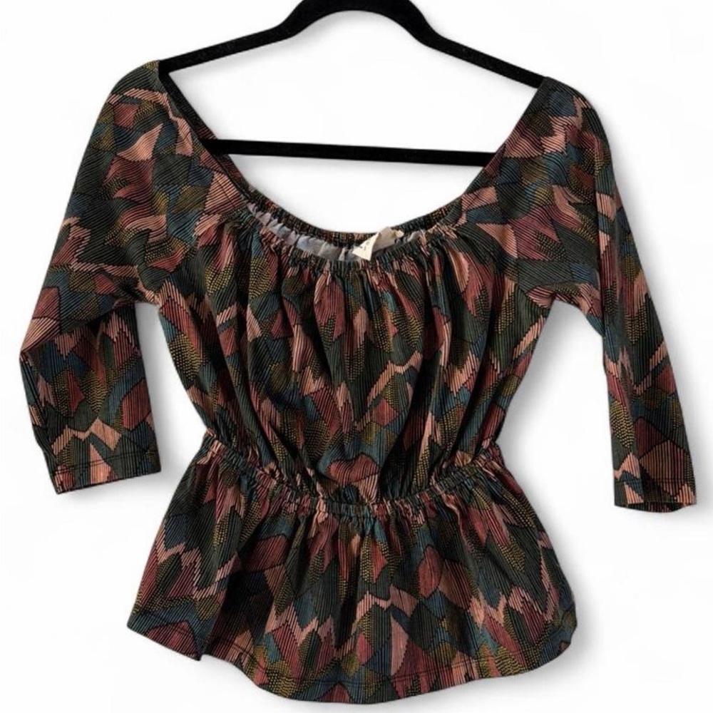 Boho Multicolored Mata Traders Organic Cotton Blouse - size S